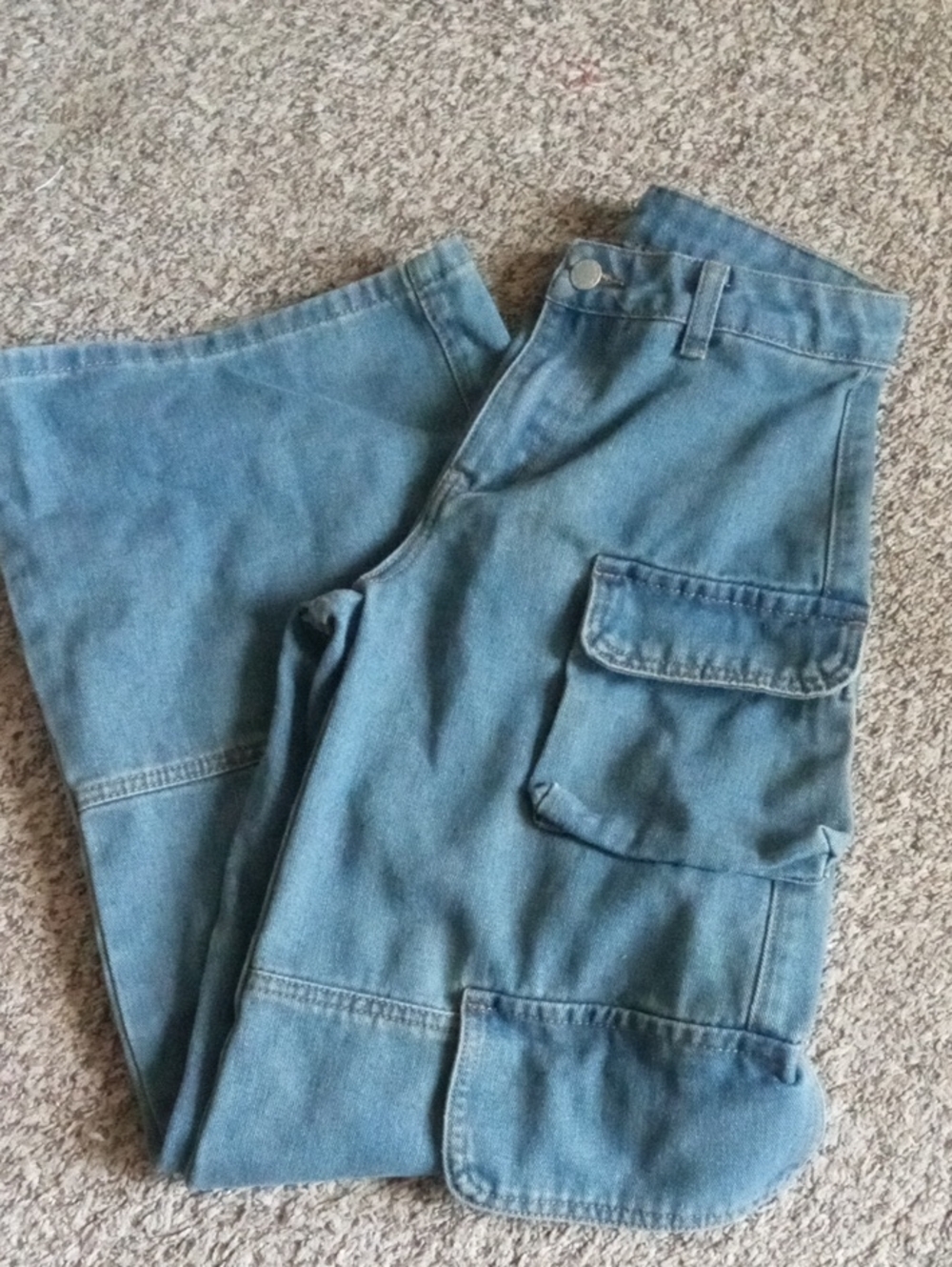 Teen Girl's Blue Cargo Jeans - Classic Utility Style